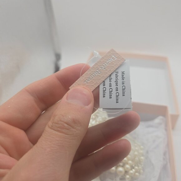 Davids Bridal Floral Headpiece with Pearls and Crystals Hair Clip Formal Prom - Picture 11 of 11